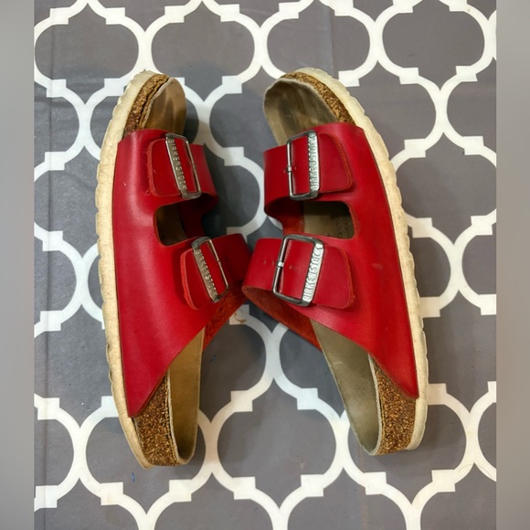 Birkenstock Arizona Birko Flor Red Womens Sandals 38/7.5 - Picture 8 of 14
